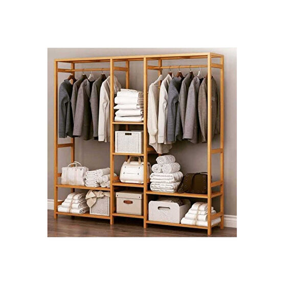 BRK Design Ahşap Açık Gardırop 175x140x35 Vestiyer Fiyatı