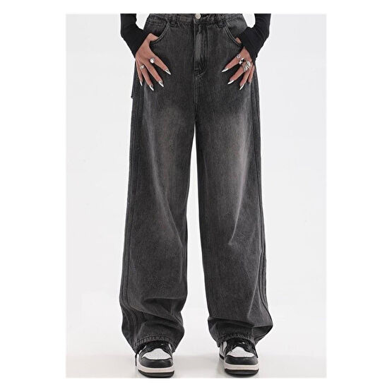 BROODs Siyah Yıkamalı Baggy Jean 3XL Beden Kadın Pantolon Fiyatı