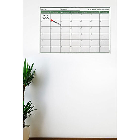 Buffer Manyetik Yapışkanlı Bir Aylık Program Planlayıcı Takvim 85x56 Cm