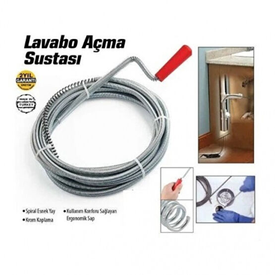 Bulmax 5 Mt Lavabo Acici Spiral Tel (Bmx-741) Tikali Boru Acma Kanal Açma Makinesi Fiyatı
