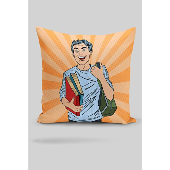 Burliva Popart Tasarımlı Dekoratif Dijital Baskılı Kırlent Kılıfı - 43 x 43 cm - Renkli Kırlent / Mobilya Yastığı Fiyatı