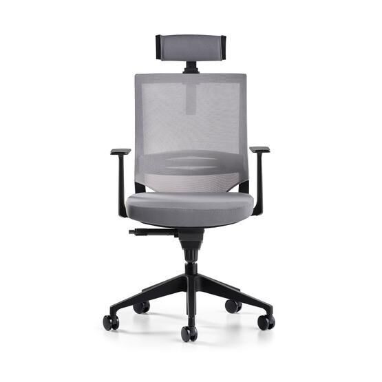 Bürotime Cozy Başlıklı Sabit T Kol Alüminyum Ayak Gri Antrasit Çalışma Koltuğu