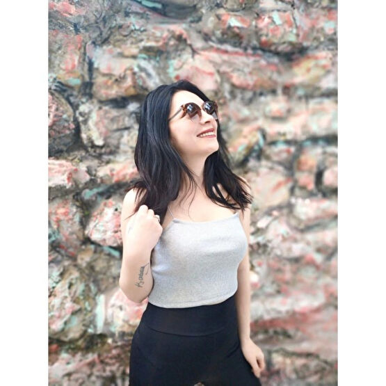 Butik Ponçik Gri Kaşkorse Crop Top Bayan Atlet Fiyatı