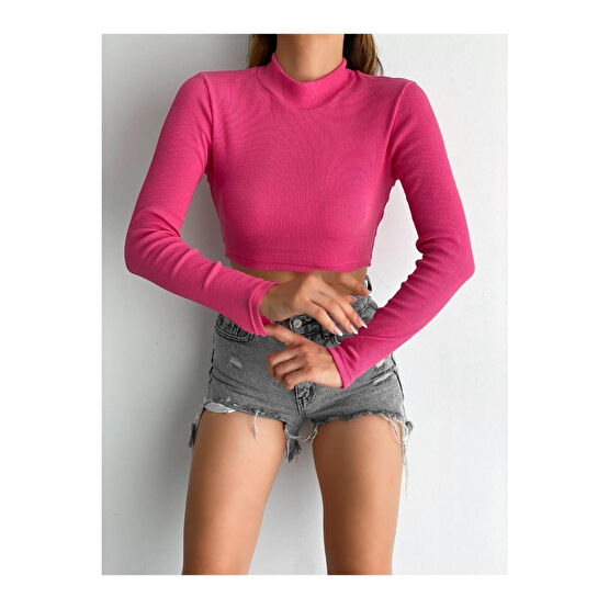 By Gecce Balıkçı Yaka Uzun Kollu Kaşkorse Fitted/slim Crop M Beden