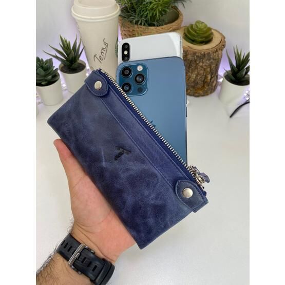 Bytemur Anthony Lacivert Çift Telefon Bölmeli Cüzdan