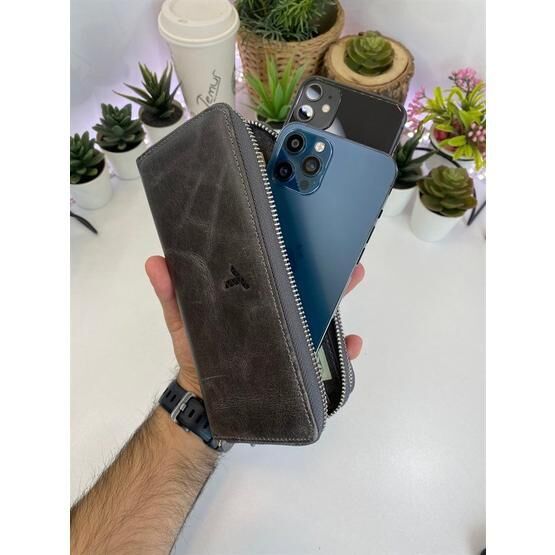 Bytemur Lagertha Gri Çift Telefon Bölmeli Cüzdan