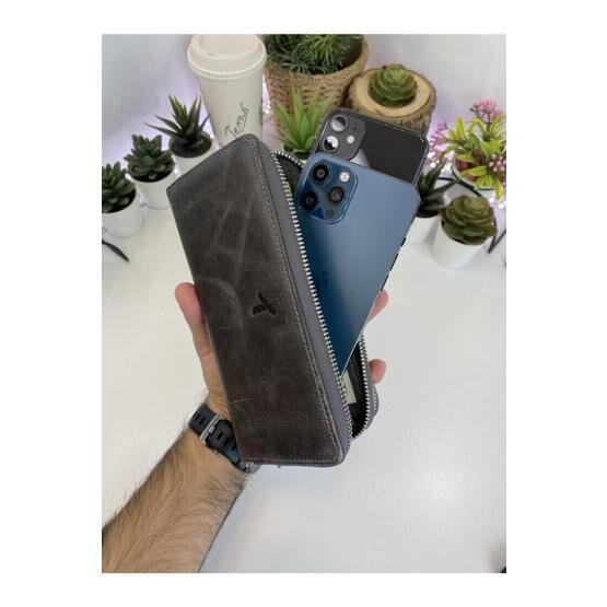 Bytemur Lagertha Gri Çift Telefon Bölmeli Cüzdan