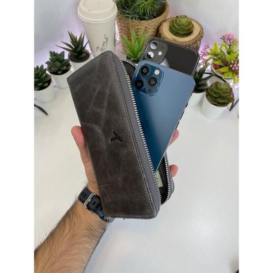 Bytemur Lagertha Gri Çift Telefon Bölmeli Cüzdan