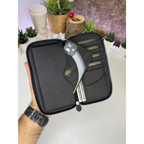 Bytemur Teddy Black Telefon Bölmeli Cüzdan