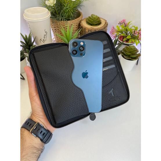 Bytemur Teddy Black Telefon Bölmeli Cüzdan