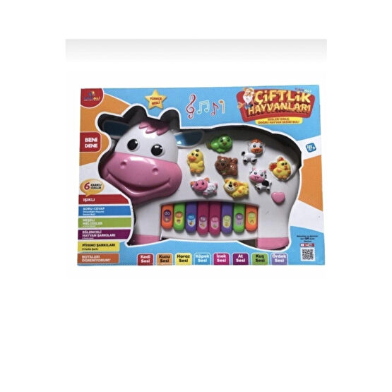 Can Ali Toys Rengarenk Pilli Işıklı Şarkılı Soru Cevaplı Türkçe Hayvan Sesli Çiftlik Hayvanlı Inek Piyano Eğitici Oyuncak Fiyatı