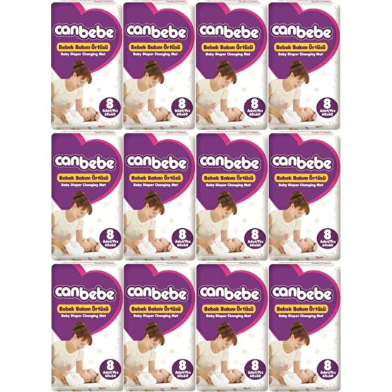 Canbebe Bebek Bakım Örtüsü Alt Açma 96 Adet (12 Paket x 8 Adet) Bebek Alt Açma Minderi Fiyatı