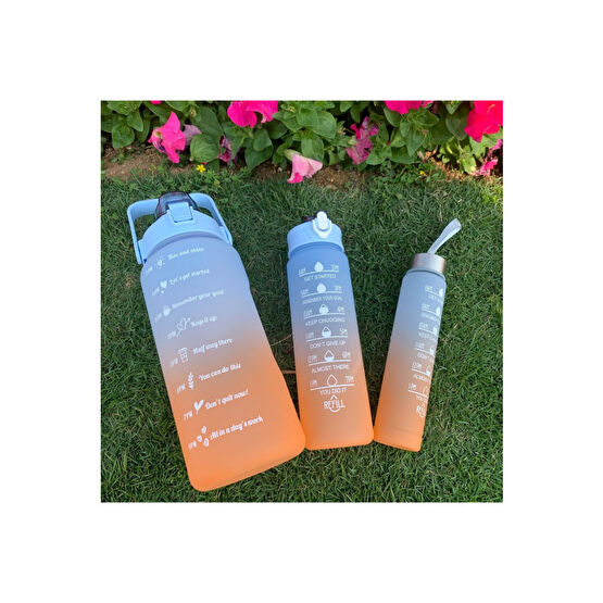 Canderel Motivasyonel 3lü Set Su Matarası Su Şişesi Suluk 2lt+900ml+600ml Tritan Spor Salonu Su Şişesi Suluk Matara Fiyatı