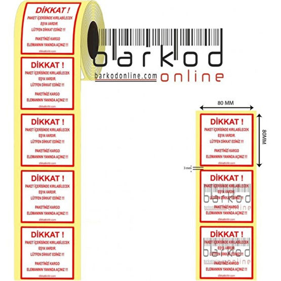 Canfix Uyarı Yazılı Kargo ve Taşıma Etiketi 80MM x 80MM Etiket Fiyatı