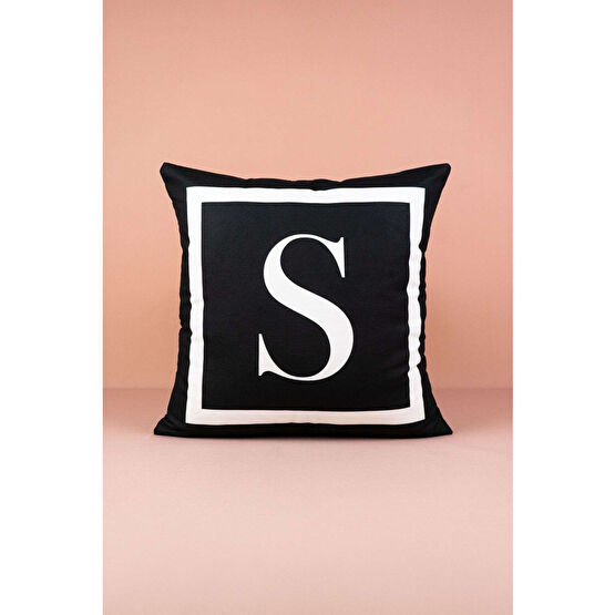 Cango Home Harfli Kırlent Yastık Kılıfı S Harfi - 43x43 Cm 43 x 43 Beden