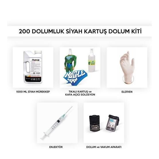 Canon MP495 200 Dolumluk Siyah Kartuş Dolum Seti Kartuş Dolum Ürünleri Fiyatı