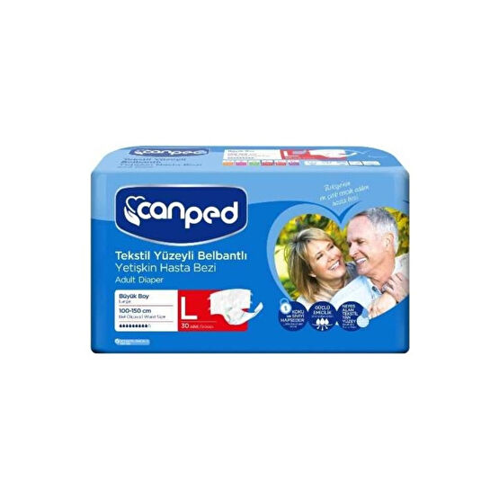 Canped Tekstil Yüzeyli Belbantlı Yetişkin Hasta Bezi Large 30lu