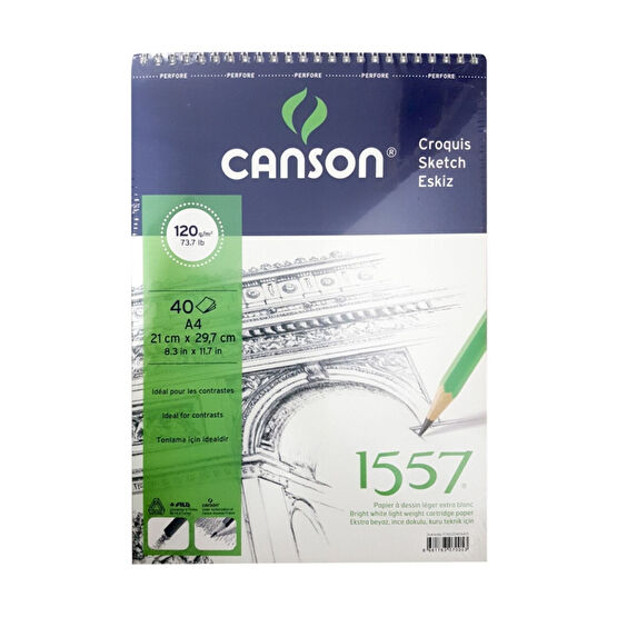 Canson 1557 A4 40yp 120gr Spiralli Eskiz Çizim Resim Defteri / Fcns12040a4us Sanatsal Malzemeler Fiyatı