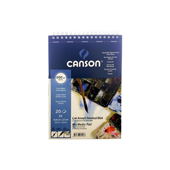 Canson Çok Amaçlı Sanatsal Blok Mix Media Pad 200gr A5 20 Yaprak Sanatsal Malzemeler Fiyatı