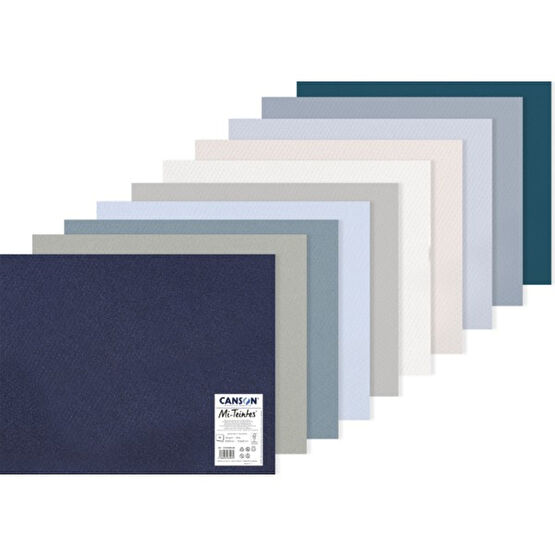 Canson Mi-Teintes Dokulu Fon Kartonu 160 gr 50 x 65 cm 10'lu - Mavi Tonlar Yardımcı Malzeme Fiyatı