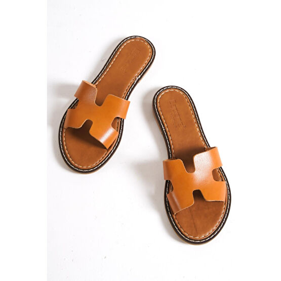 Capone Outfitters Capone H Bantlı Taba Kadın Deri Terlik 39 Beden Unisex Sandalet Fiyatı