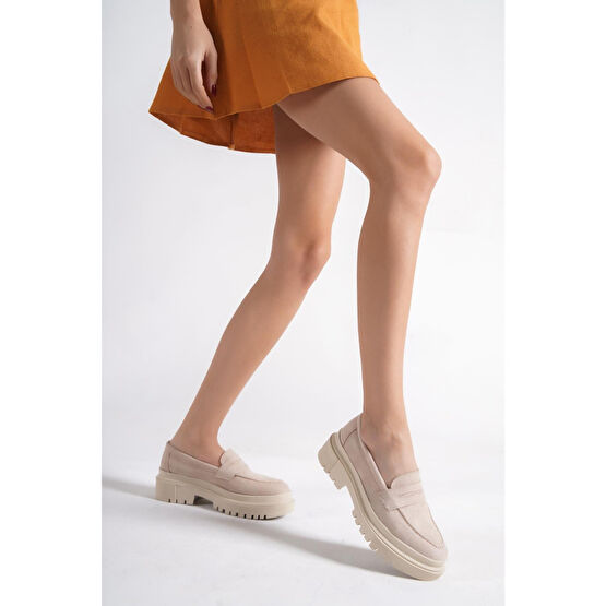 Capone Outfitters Capone Oval Burunlu Trak Tabanlı Süet Bej Kadın Loafer 40 Beden Kadın Günlük Ayakkabıları Fiyatı