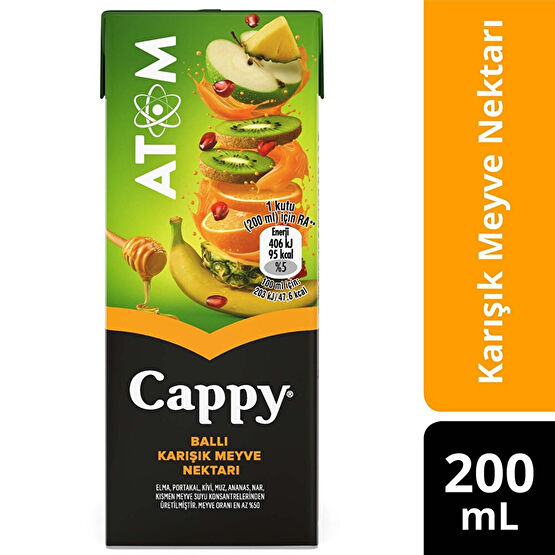Cappy Atom Ballı, Karışık Meyve Suyu Karton Kutu 200 ml Limonata ve Meyve suyu Fiyatı