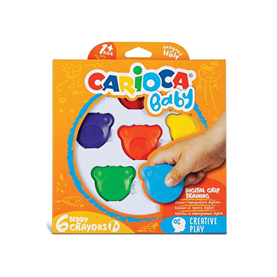 CARIOCA Baby Teddy Şekilli 6 Renk Crayon Mum Boya 42956 Pastel Boya Fiyatı