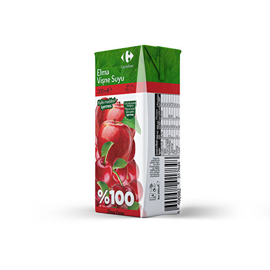 Carrefour %100 Elma-Vişne Suyu 200 ml Limonata ve Meyve suyu Fiyatı