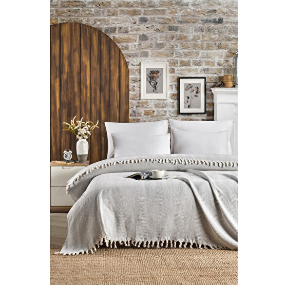 Casnack Lavin Model Gri Çift Kişilik Pike 1500gr. 200x230cm Pike & Pike Takımı Fiyatı