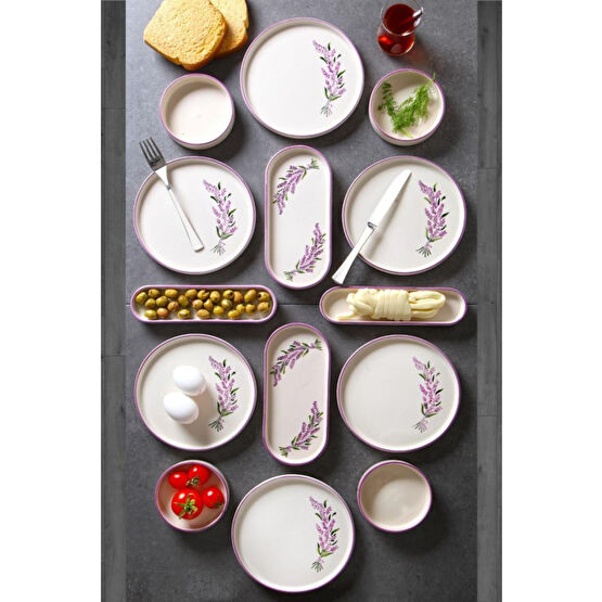 Çavdar Group 14 Parça 6 Kişilik Stackable Lavanta Desen Kahvaltı Takımı Handmade Özel Tasarım Kahvaltılık Kahvaltı Takımı Fiyatı