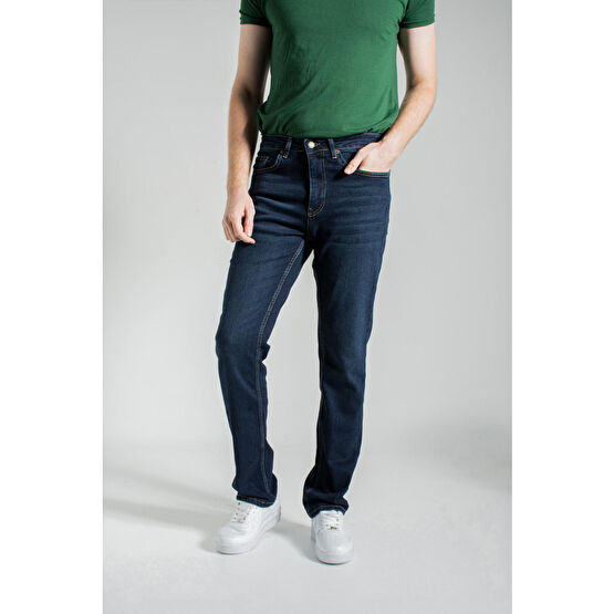 CEDY DENIM Erkek Yüksel Bel Bol Kesim Boru Paça Martin Kot Pantolon Reguler Fit Jean - 36/34 Beden