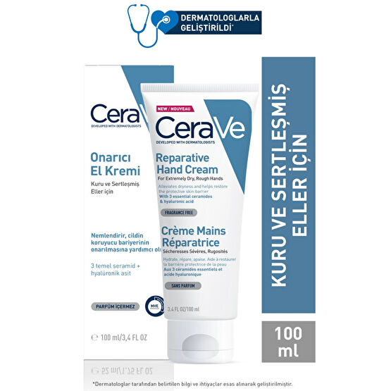 CeraVe Onarıcı El Kremi Kuru Ve Çatlamış Eller Seramid Ve Hyalüronik Asit Içerikli 100 ml