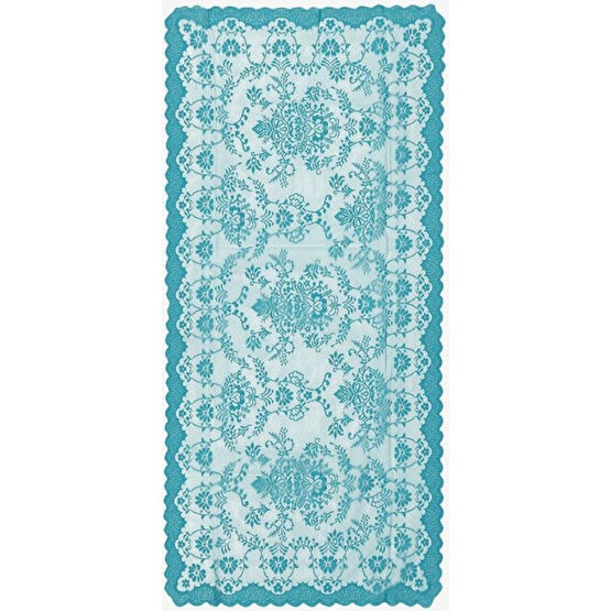 Çeyiz Diyarı Örme Pano Desenli Konsol Örtüsü Bahar Petrol - 45 x 95 cm Masa Örtüsü Fiyatı