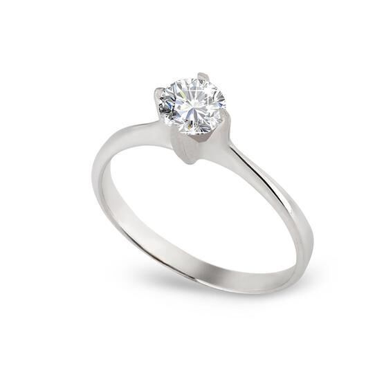 Chavin BR16 Altın 0.65 Crt Swarovski Tek Taş Yüzük