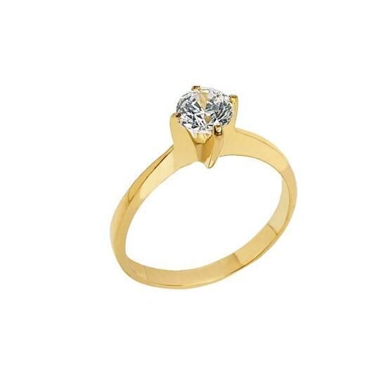 Chavin BR16 Altın 0.65 Crt Swarovski Tek Taş Yüzük