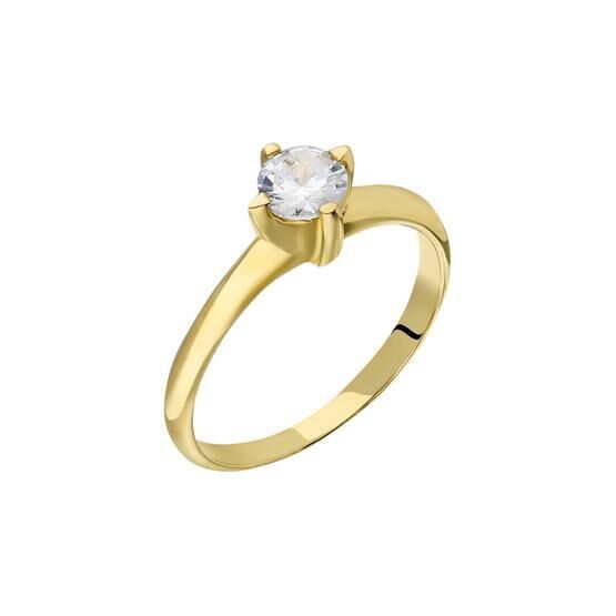 Chavin BR16 Altın 0.65 Crt Swarovski Tek Taş Yüzük