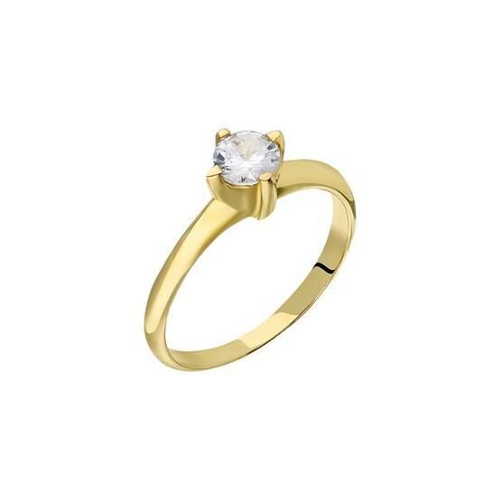Chavin BR16 Altın 0.65 Crt Swarovski Tek Taş Yüzük