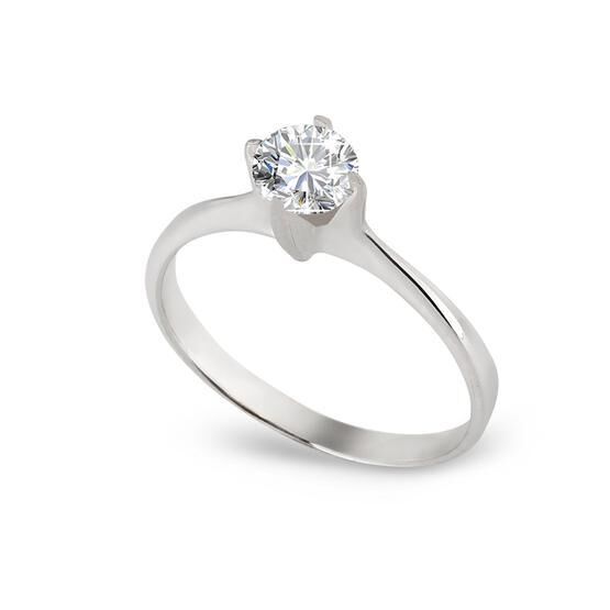 Chavin BR16 Altın 0.65 Crt Swarovski Tek Taş Yüzük