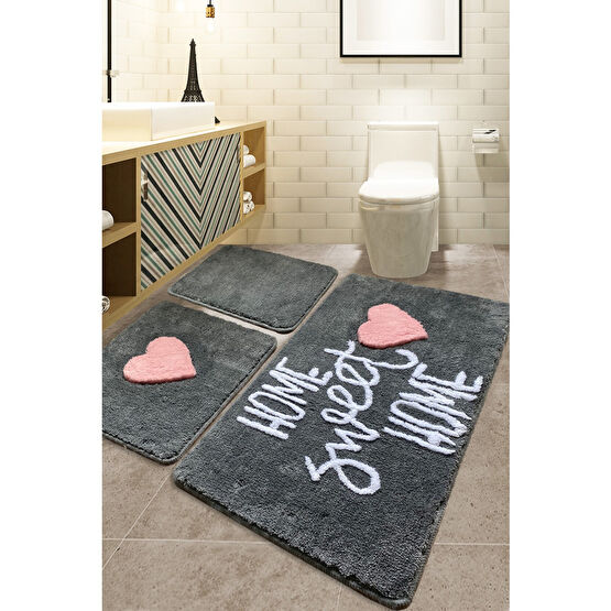 Chilai Home Home Sweet Home Füme 3 Lu Set 60x100 Cm 50x60 Cm 40x60 Cm Klozet Takımı Banyo Tekstili Fiyatı