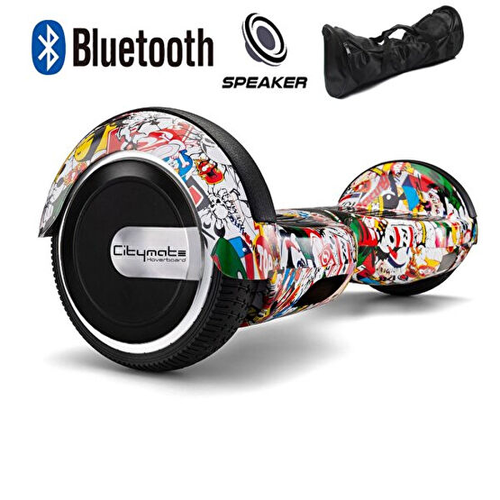 Citymate Cs-600 Kasa Çok Renki Grafiti 6.5" Bluetooth Hoparlörlü Elektrikli Kaykay Hoverboard ve Çanta Hoverboard Fiyatı