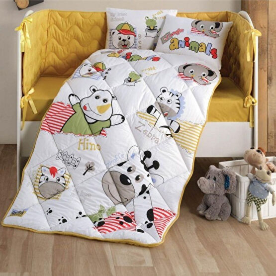 Clasy Ranforce Bebek Uyku Seti Animals V1 Sarı - 90 x 145 cm Bebek Uyku Seti Fiyatı