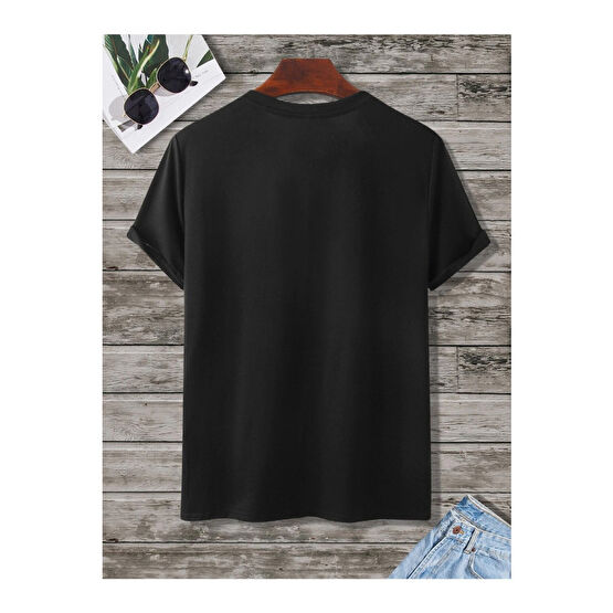 CMKTEKS Unisex Why Not Siyah Oversize Bisiklet Yaka Baskılı T-shirt XXL Beden