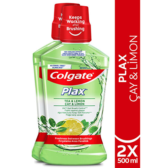 Colgate Plax Çay Ve Limon Plağa Karşı Ağız Bakım Suyu 500 ml X 2 Adet Ağız Gargara ve Spreyi Fiyatı
