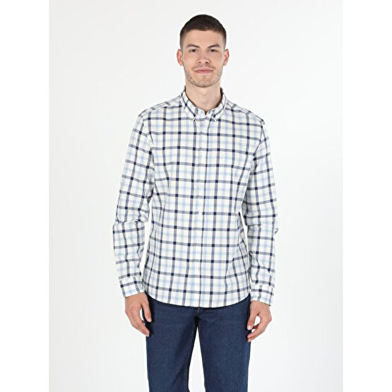Colin's Slim Fit Ekoseli Beyaz Erkek Uzun Kol Gömlek Erkek Gömlek Fiyatı