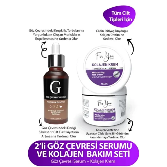 Collagen Krem & Goz Cevresi Serumu Torbalanma Ve Morluk Karsiti - Kirisiklik Karsiti Bakim Seti Gündüz Kremleri Fiyatı