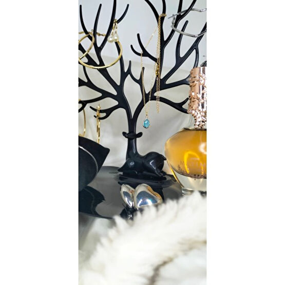 Colorful Dream Store Geyik Tasarımlı Küpe Kolye Bilezik Takı Mücevher Standı Tepsisi Ağacı Organizatör - Siyah File Takı Kutuları Fiyatı