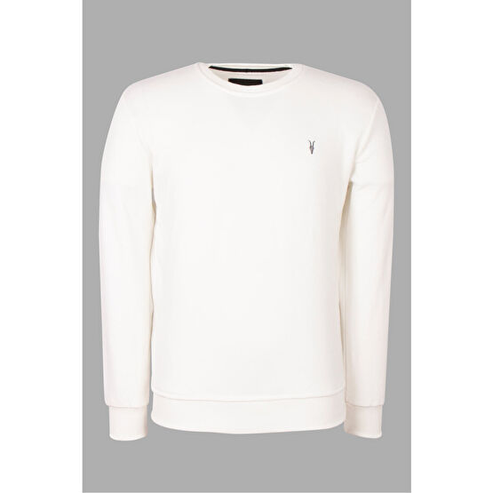 COMBİNE MİCHAİL Ekru Renk Basic Bisiklet Yaka Erkek Sweatshirt XL Beden Bayan Sweatshirt Fiyatı