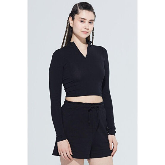 Comm-Ci Doğa Organik Pamuk Fermuar Detaylı Uzun Kollu Crop T-Shirt 1062 Bayan Atlet Fiyatı