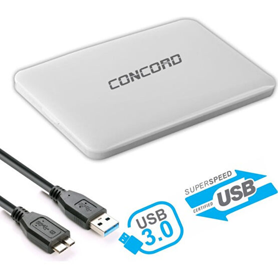 Concord C-855 USB 3.0 6gbps 2.5 Inch Sata Ssd/hdd Harddisk Kutusu Beyaz HDD Kutuları Fiyatı